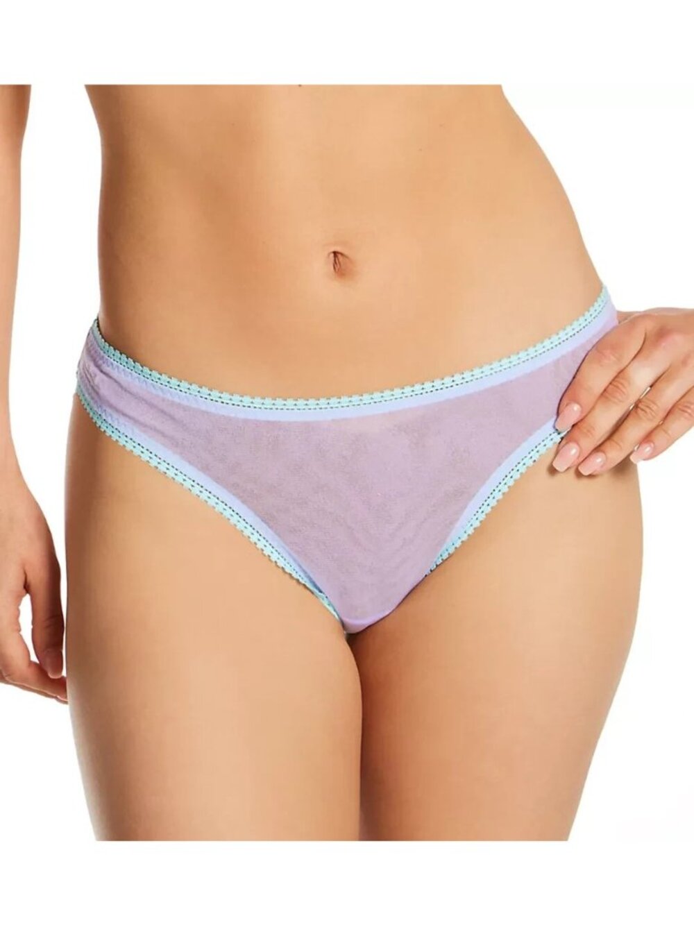 On Gossamer Women Mesh Hip G- Thong Panties Purple Blue Size S M NEW